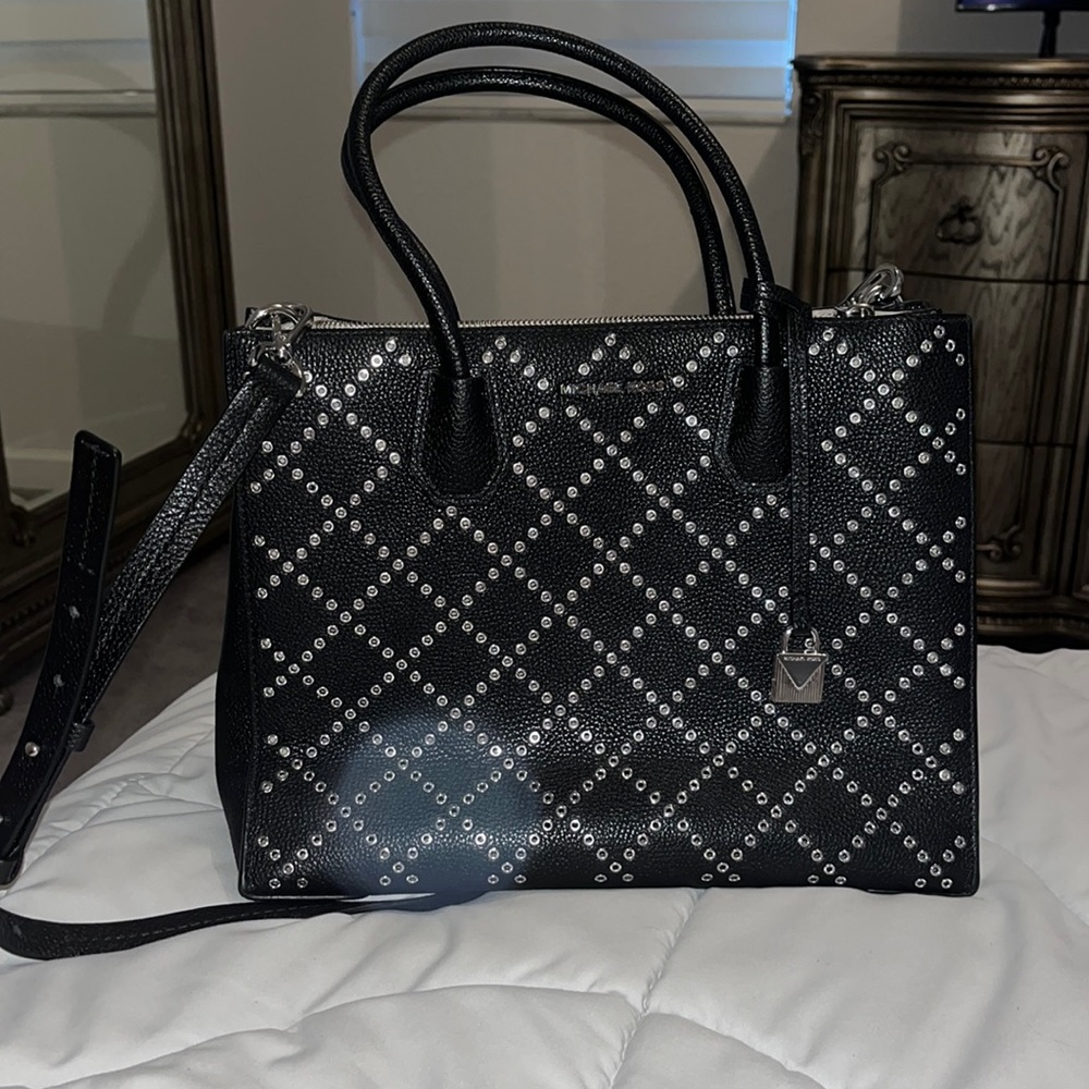 Michael Kors black and silver tote, long and short strap, like new.